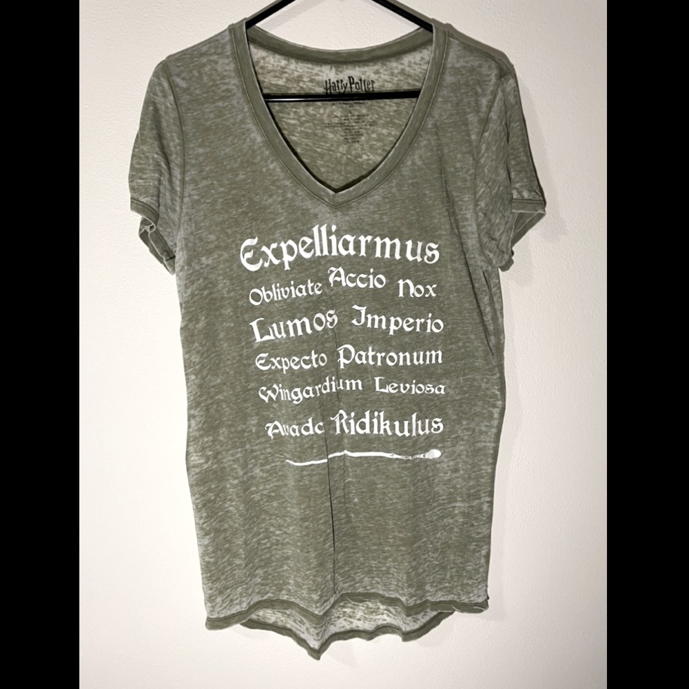 Green Harry Potter spell T-shirt, Size L